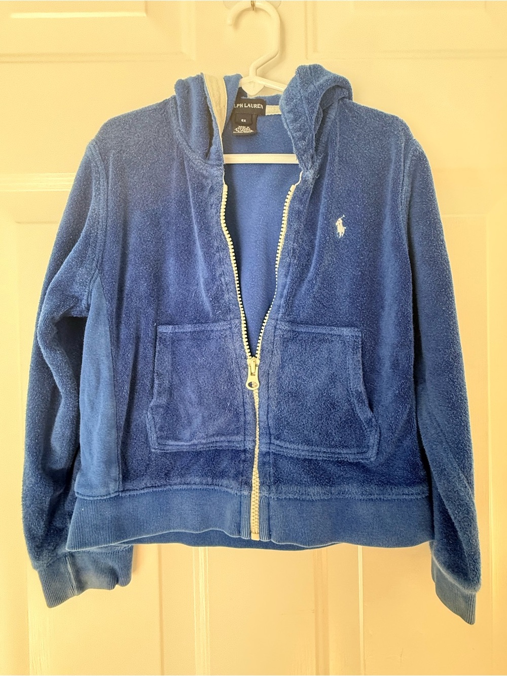 Ralph Lauren Kids Plush Hooded Zip Jacket in Blue